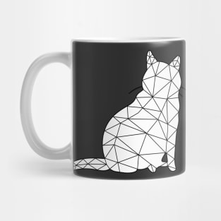 A round cat sits and looks around, Cat Geometric for Dark Mug